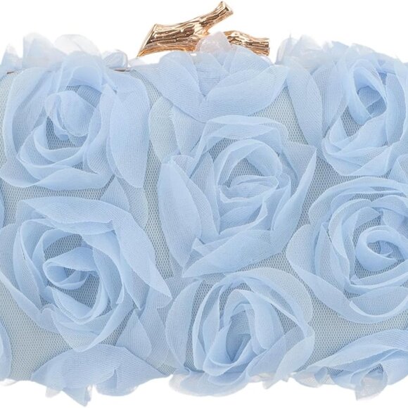 Women's Lace Floral Clutch Purse Mesh Fabric Evening Handbag for Weddings - Picture 1 of 6